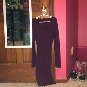 maroon bodycon sweater dress